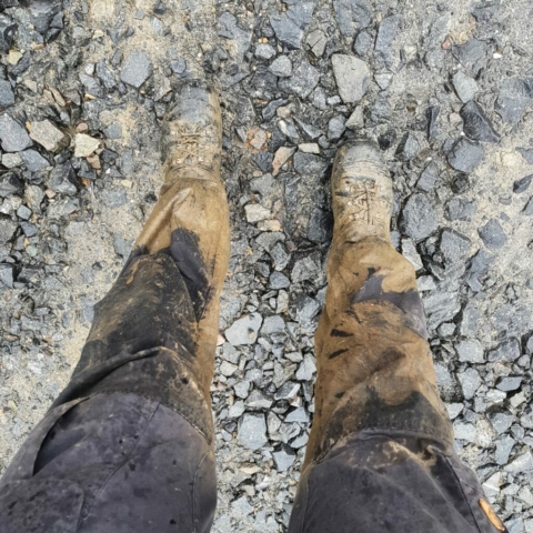 Modderig Weggezakt in de modder