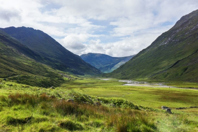 Als laatste een lang pad richting Morvich, langs graasweide