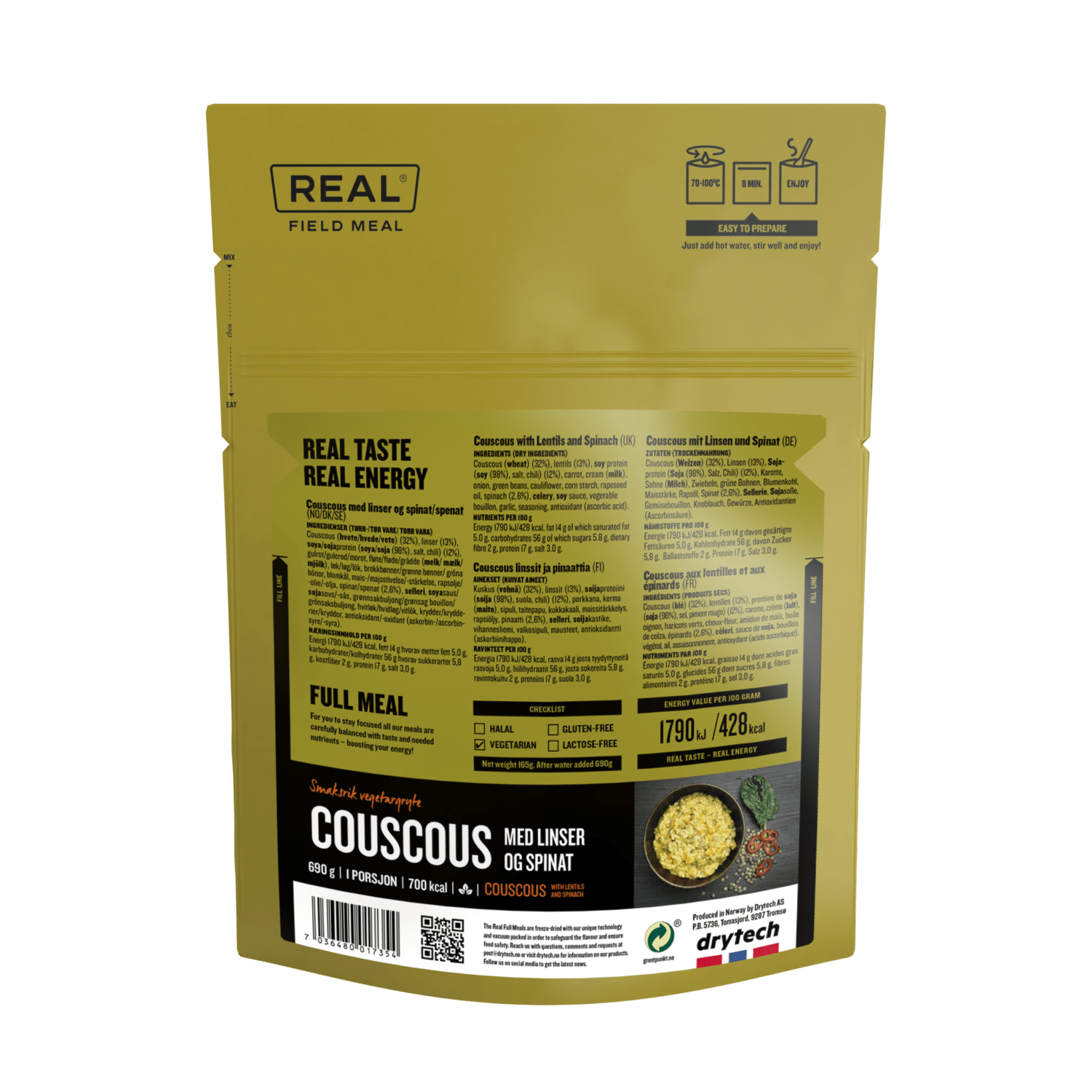 REAL Field Meal Couscous met linzen en spinazie - Afbeelding 2